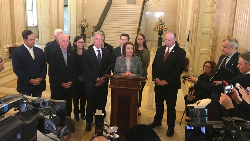Nancy Pelosi addressed the media at Stormont