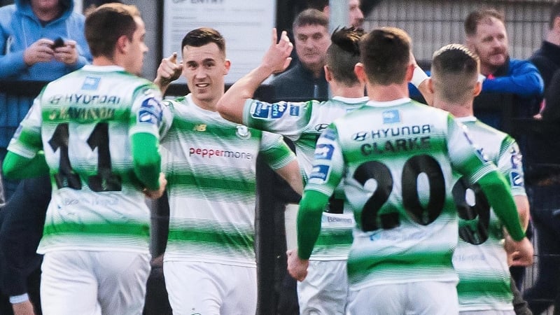 Shamrock Rovers celebrate Aaron Greene's winning goal