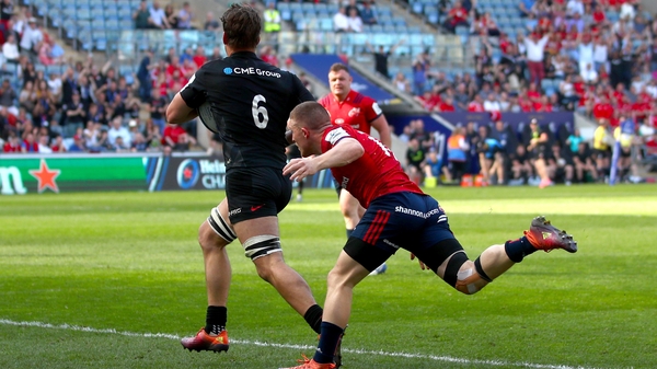 Mike Rhodes scoring a try against Munster in the semi-final