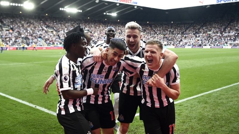 Ayoze Perez is mobbed after breaking the deadlock