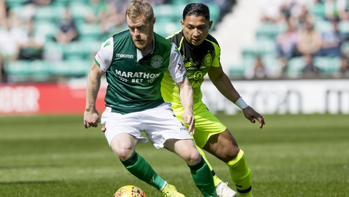 Republic of Ireland midfielder Daryl Horgan twists away from Emilio Izaguirre