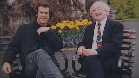 Actor Mel Gibson and Minister Michael D Higgins