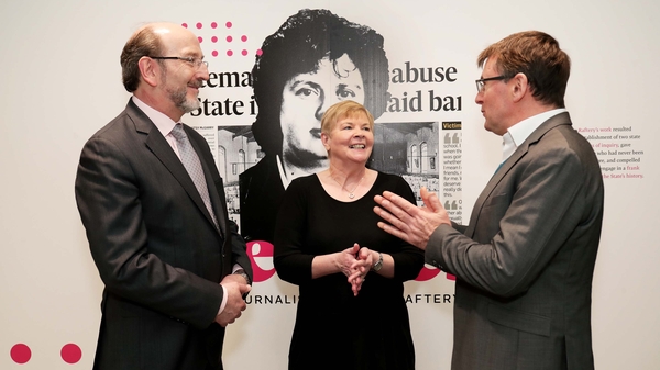 Brian MacCraith, President of DCU, Miriam Corcoran, Interim librarian at DCU and David Meehan, Associate Director, Special Collections & Archive at DCU Library