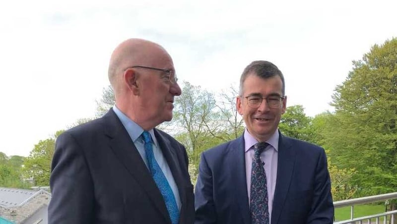Both Minister for Justice Charlie Flanagan (L) and Garda Commissioner Drew Harris attended the conference in Galway