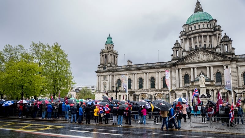 Protesters gathered outside Belfast City Hall