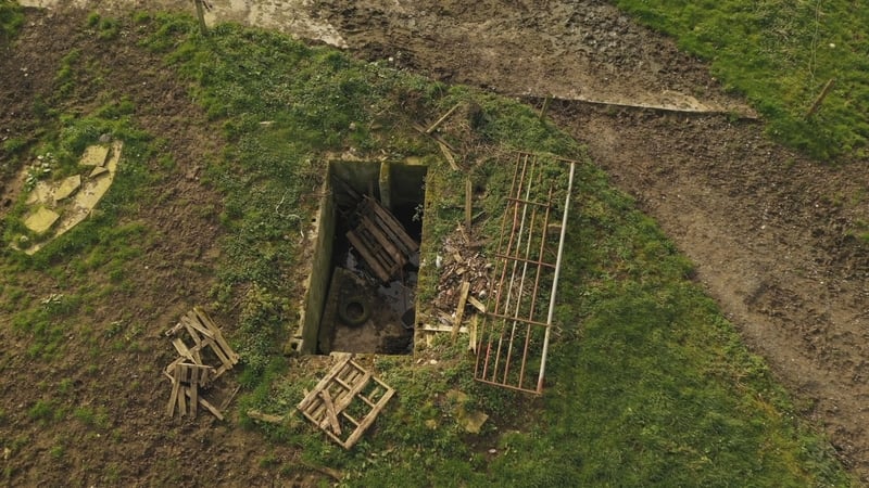 An aerial view of the tank where gardaí made the grim discovery