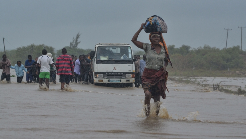 Residents brave the floods in Mazive, southern Mozambique