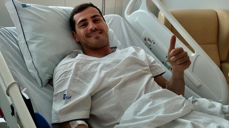 Casillas shared a picture of himself in his hospital bed on social media