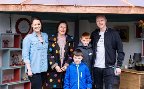Lelia Walsh with Nikita Dunne, Darragh McCarthy and their children in the new garden.