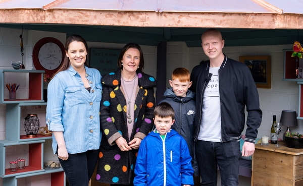 Lelia Walsh with Nikita Dunne, Darragh McCarthy and their children in the new garden.
