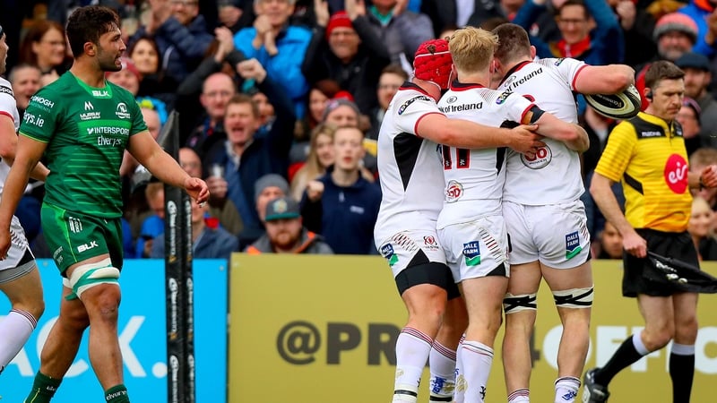 Ulster celebrate their opening try