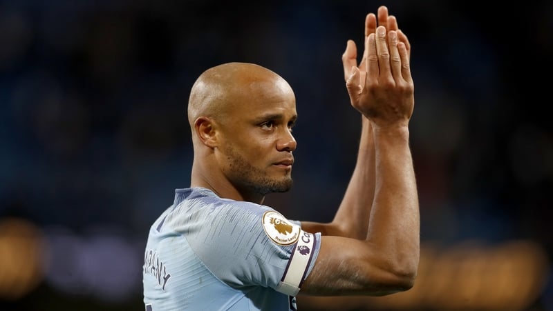 Manchester City's Vincent Kompany applauds the fans