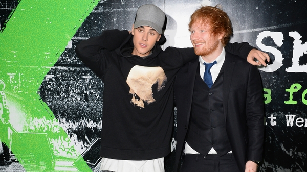 Justin Bieber and Ed Sheeran attend the World Premiere of Ed Sheeran: Jumpers For Goalposts in October 2015 in London