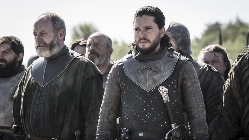 Liam Cunningham and Kit Harington in Game of Thrones