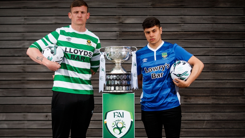 Sheriff YC's Gavin McDermott (L) with Rodrigo Goncalves of St Michael's