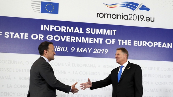 Taoiseach Leo Varadkar welcomed by Romanian President Klaus Iohannis for the summit in Sibiu