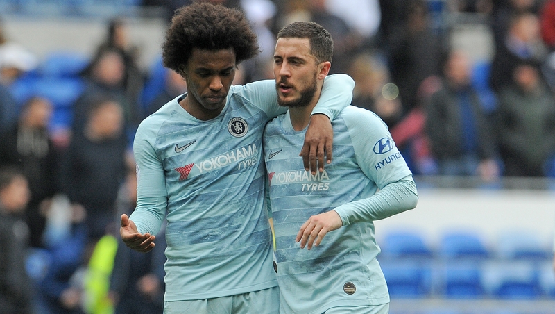 Eden Hazard, right, fired the winning spot-kick as Chelsea edged out Eintracht Frankfurt 4-3 on penalties to book an all-English Europa League final against Arsenal, in what could prove his last act at Stamford Bridge