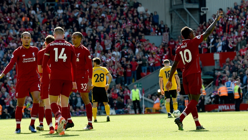 Sadio Mane celebrates as Liverpool beat Wolves but the wait for the title goes on at Anfield