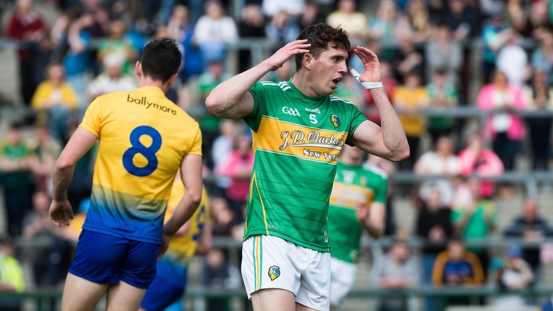 Leitrim's Raymond Mulvey reacts to a missed chance