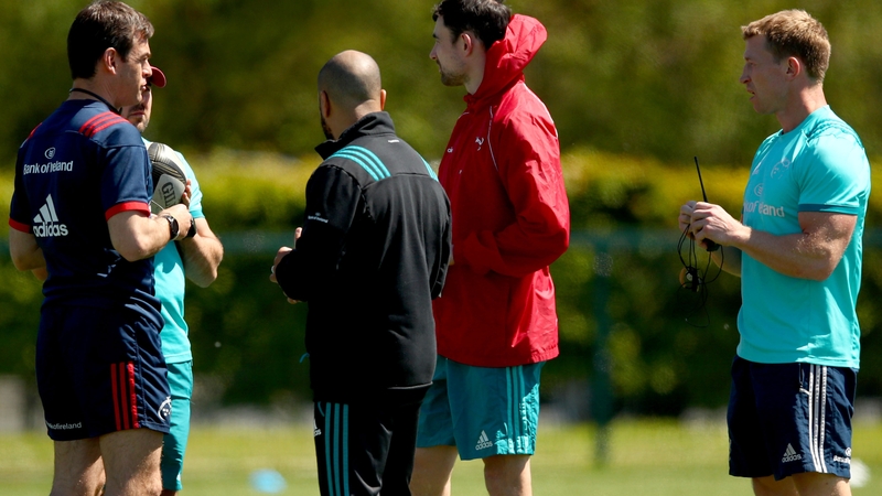 The Munster coaching team at work on Monday
