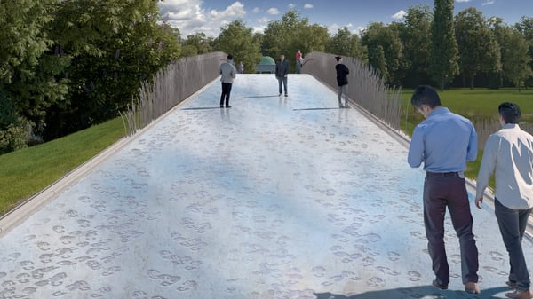 The pedestrian and cycle bridge will be a formal ceremonial entrance at the Chapelizod Road side of the river