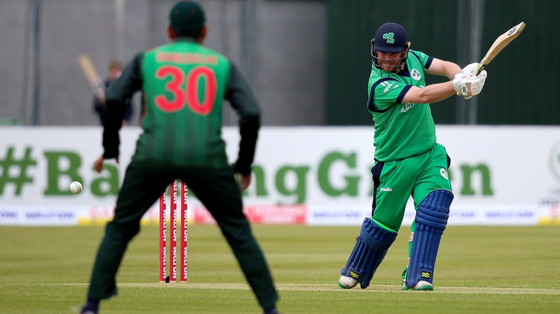 Paul Stirling en route to a very impressive 130 as Ireland went into bat first at Castle Avenue