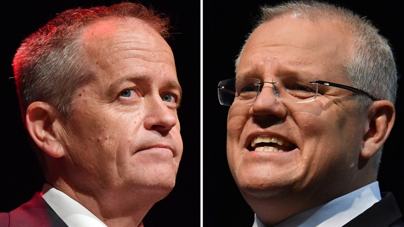 Opposition leader Bill Shorten (L) and Prime Minister Scott Morrison