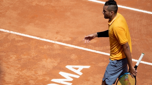 The volatile Australian was playing his second-round match against Norway's Casper Ruud at the Foro Italico
