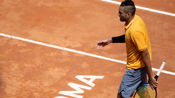 The volatile Australian was playing his second-round match against Norway's Casper Ruud at the Foro Italico