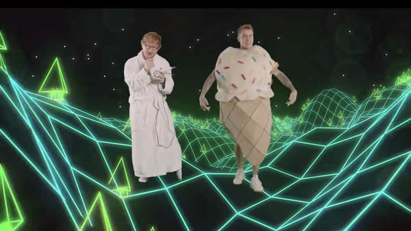 Ed Sheeran and Justin Bieber in the video for I Don't Care