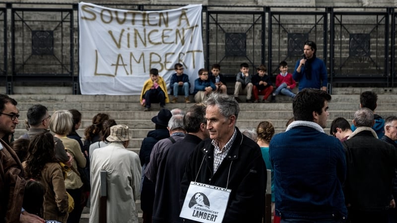 A rally in support of Vincent Lambert's family in Lyon which took place yesterday