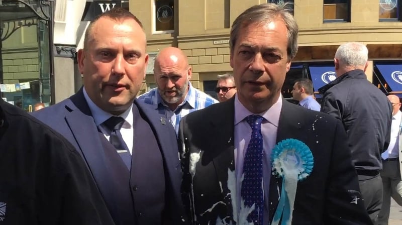 Nigel Farage was walking down a street in Newcastle when the incident occurred
