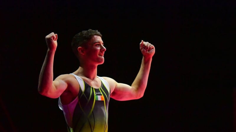 In his first outing since undergoing shoulder surgery in November, Rhys McClenaghan secured second place with a score of 14.600 in Zhaoqing