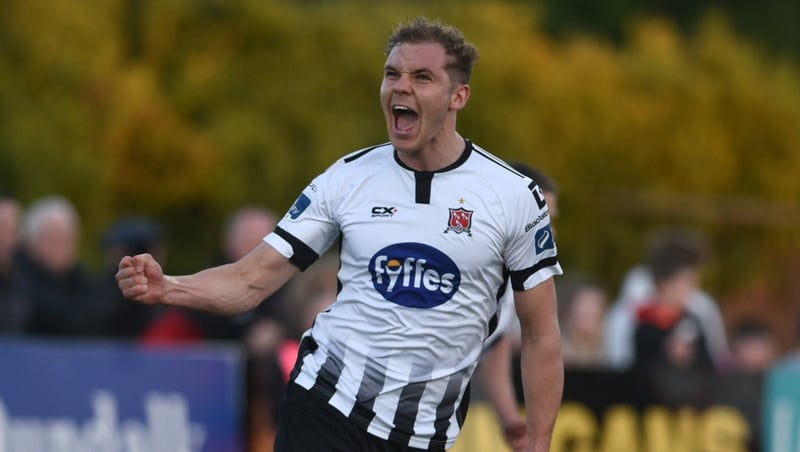 Georgie Kelly celebrates Dundalk's equaliser at Oriel Park