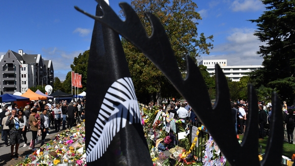 Flowers at one of many makeshift memorials to the victims of the 15 March attacks