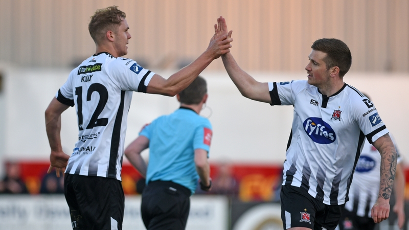 Georgie Kelly celebrates his goal with Patrick McEleney