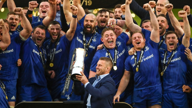 Sean O'Brien celebrates with Leinster
