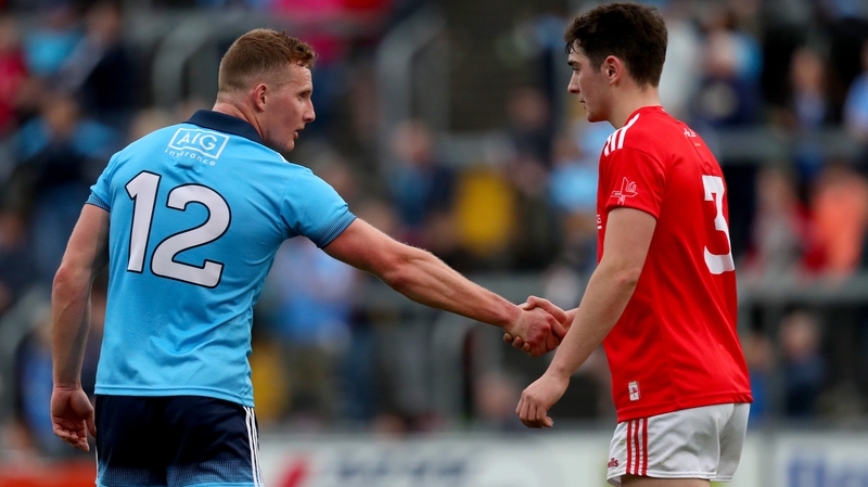 No sympathy shown - Ciarán Kilkenny shakes Emmet Carolan's hand after