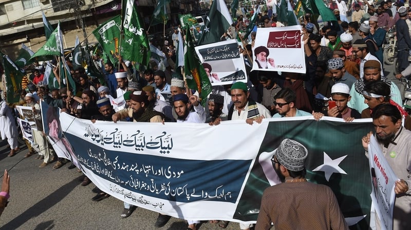 An anti-Indian protest in Karachi following tit-for-tat air strikes in February