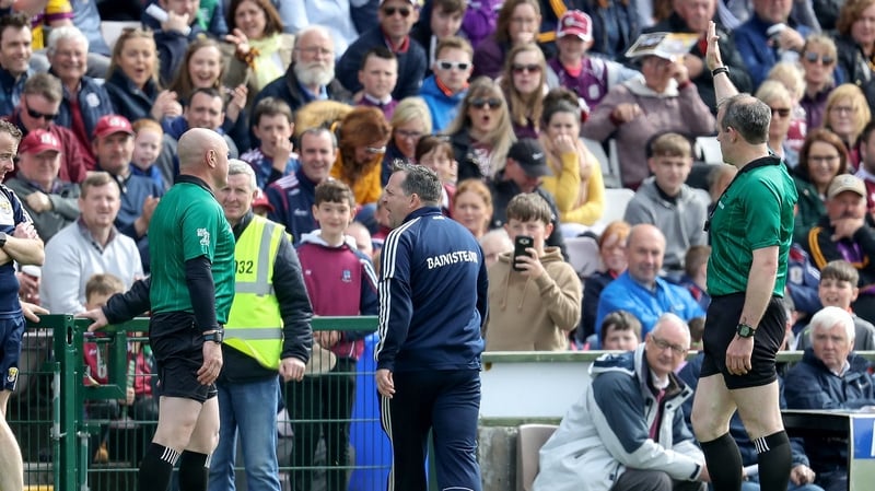 Davy Fitzgerald is sent to the stand by referee Johnny Murphy