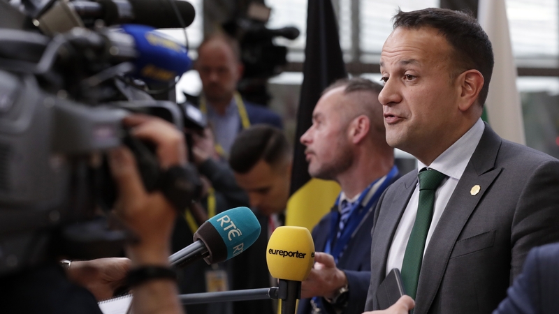 Leo Varadkar speaking to the media in Brussels