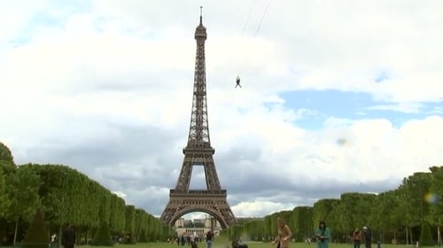 Riders on the zipline reach a speed of 90km/h