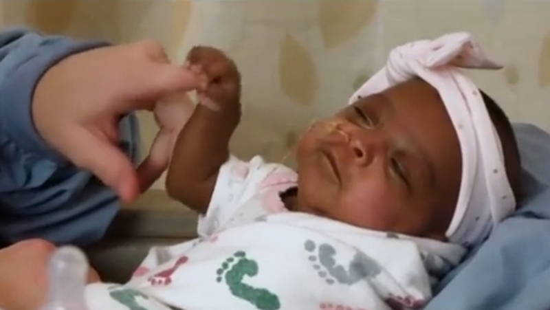 Saybie weighed a little more than a large Golden Delicious apple when she was born