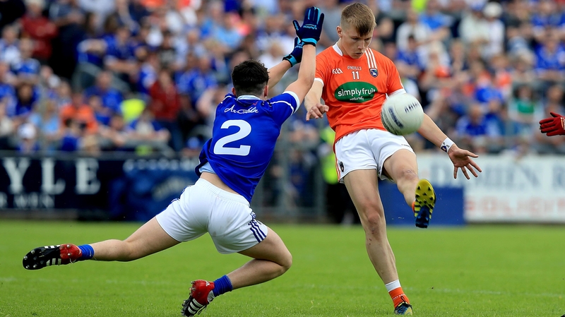 Rian O'Neill of Armagh with Patrick O'Reilly of Cavan in action from the 2016 quarter-final encounter