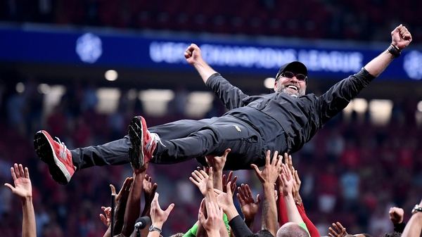 Jurgen Klopp celebrates Liverpool's Champions League siccess