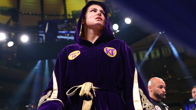 Katie Taylor makes her way to the ring