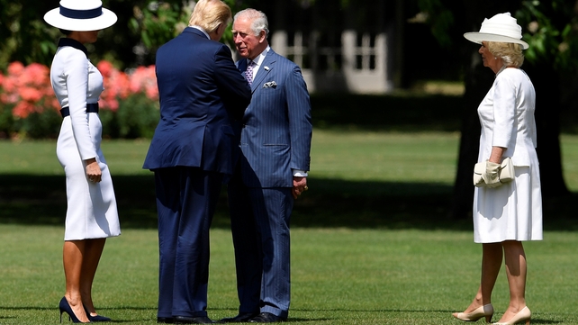 Prince Charles and his wife Camilla greeted the US President and his wife Melania on the lawn at Buckingham Palace