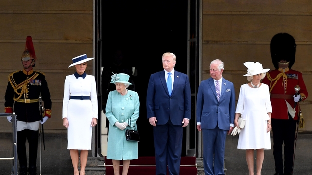 Melania and Donald Trump pictured alongside Queen Elizabeth, Prince Charles and the Duchess of Cornwall