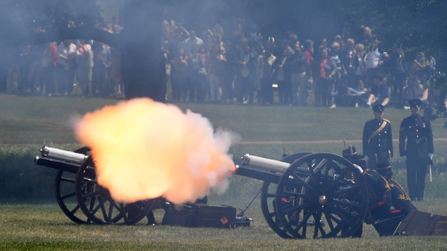 A 41-gun salute greeted the Trumps as they arrived at Buckingham Palace