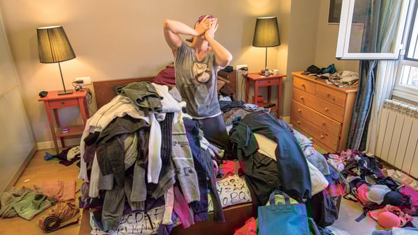 Hoarding is defined as a persistent difficulty discarding or parting with possessions